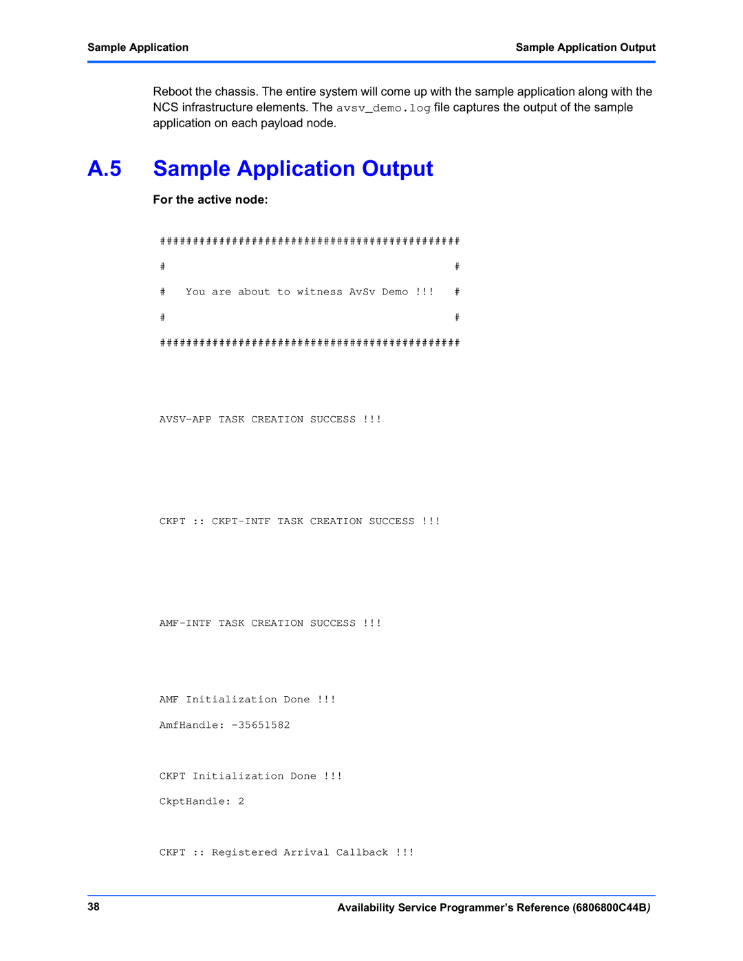 Motorola 6806800C44B manual Sample Application Sample Application Output 