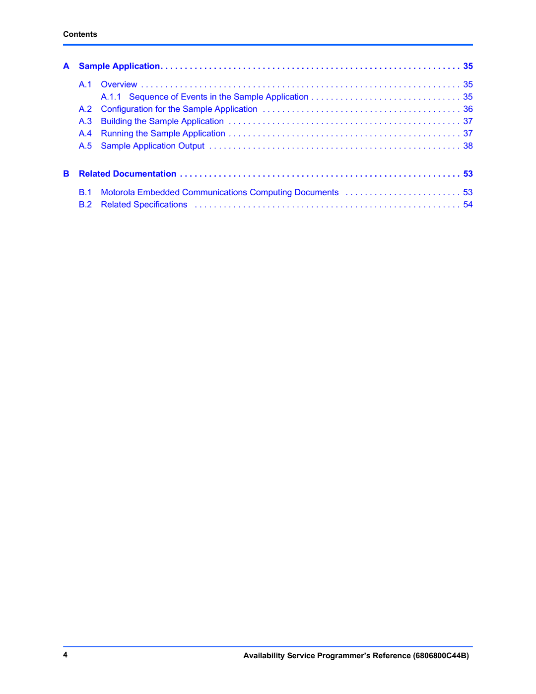 Motorola 6806800C44B manual Sample Application, Contents 