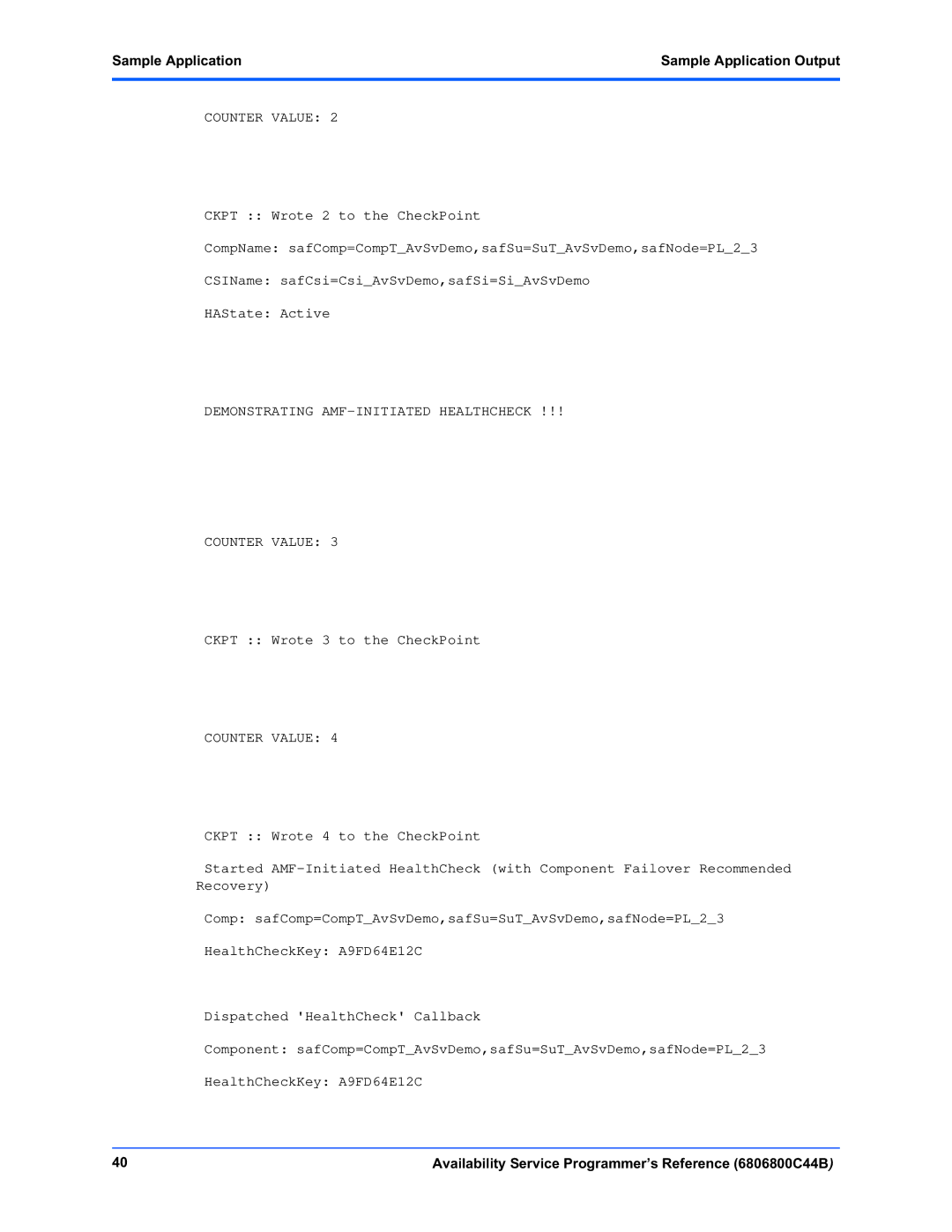 Motorola 6806800C44B manual Demonstrating AMF-INITIATED Healthcheck Counter Value 