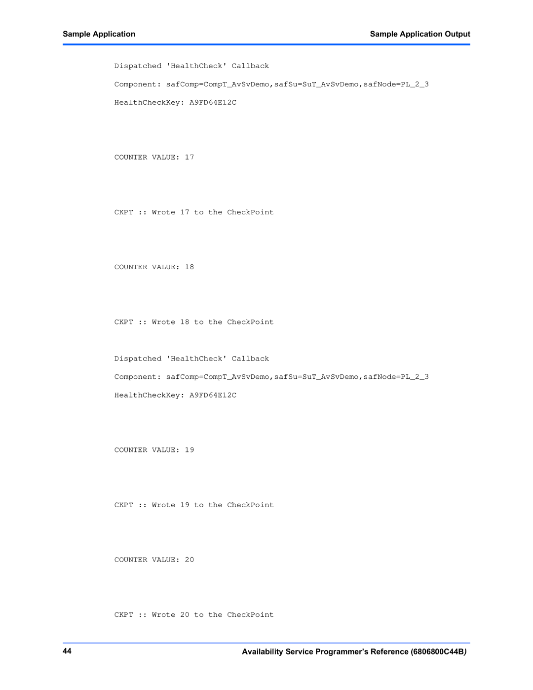 Motorola 6806800C44B manual Sample ApplicationSample Application Output 