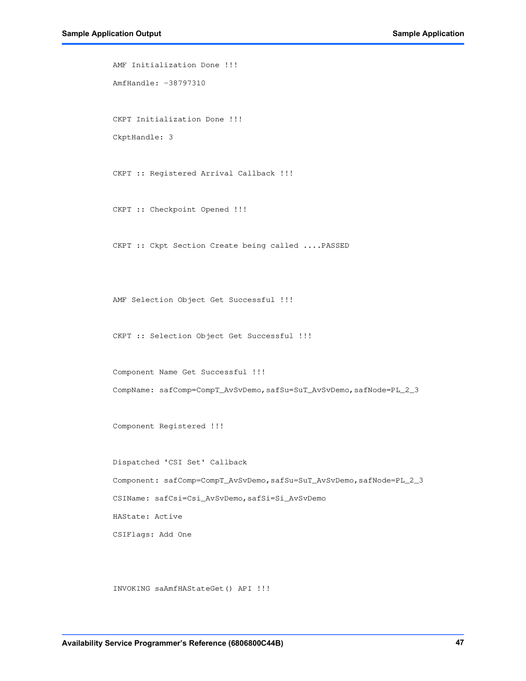 Motorola 6806800C44B manual Sample Application Output 