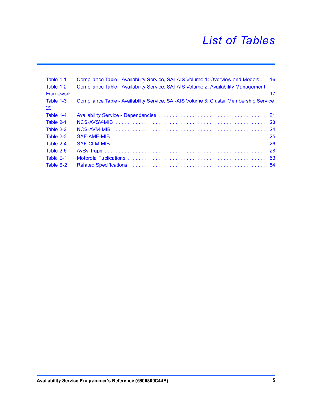 Motorola 6806800C44B manual List of Tables 