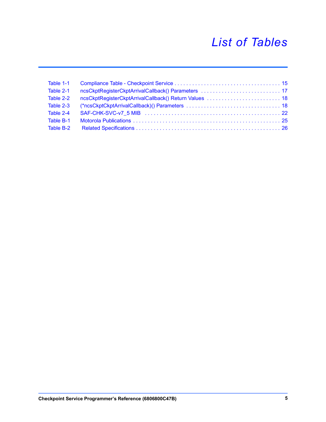 Motorola 6806800C47B manual List of Tables 