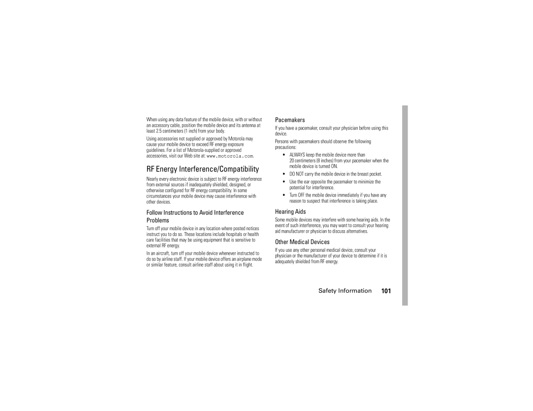 Motorola 6809502A01-C RF Energy Interference/Compatibility, Follow Instructions to Avoid Interference Problems, Pacemakers 