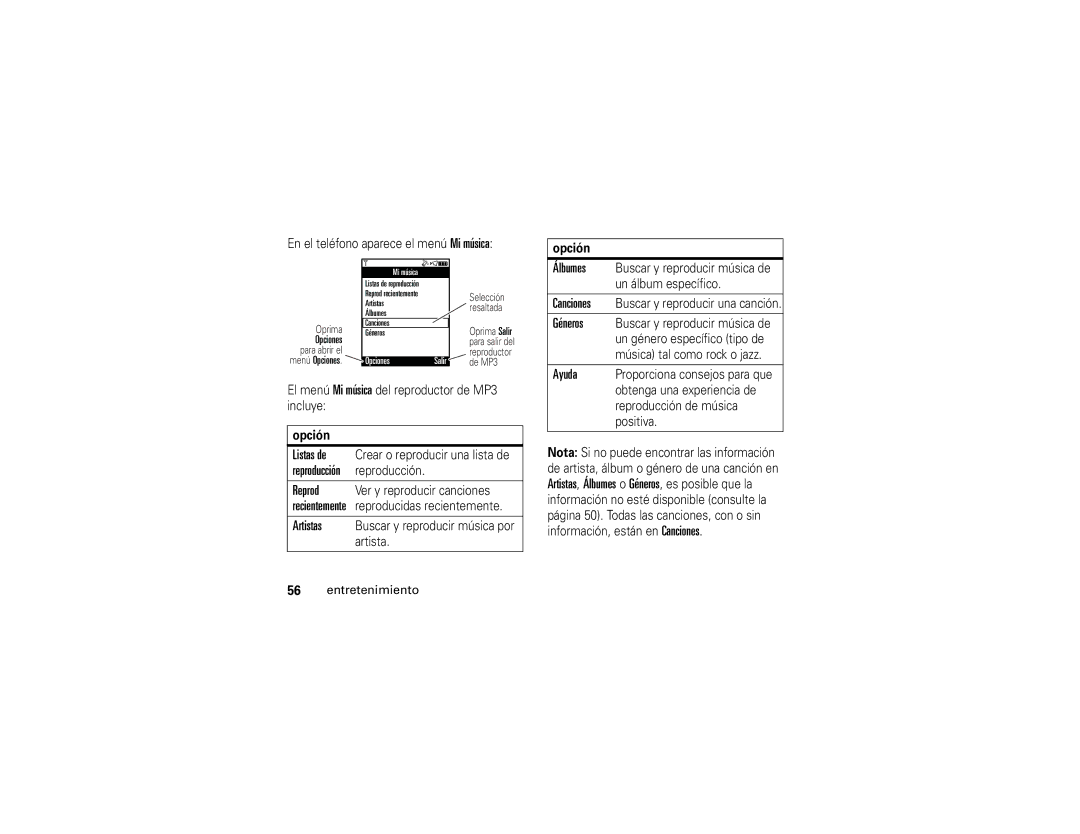 Motorola 6809502A01-C manual Opciones 