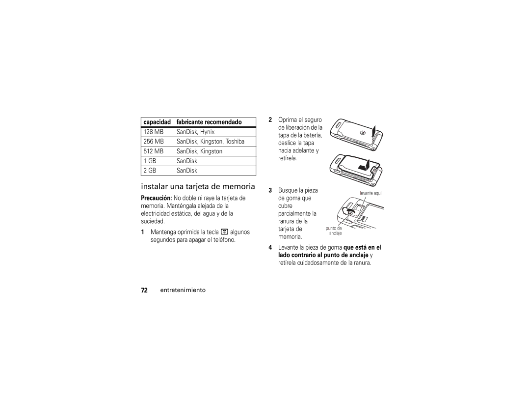 Motorola 6809502A01-C manual Instalar una tarjeta de memoria 