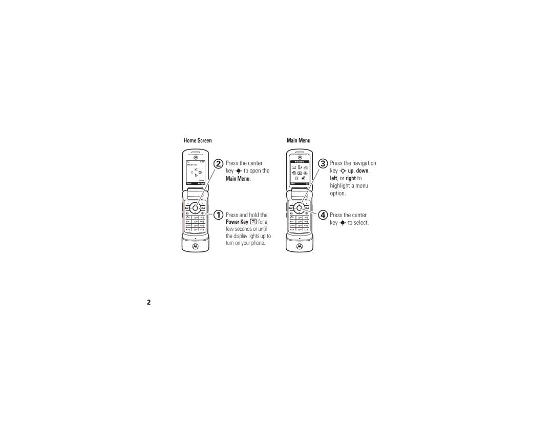 Motorola 6809502A01-C manual Press the center, Press the navigation, Highlight a menu option 