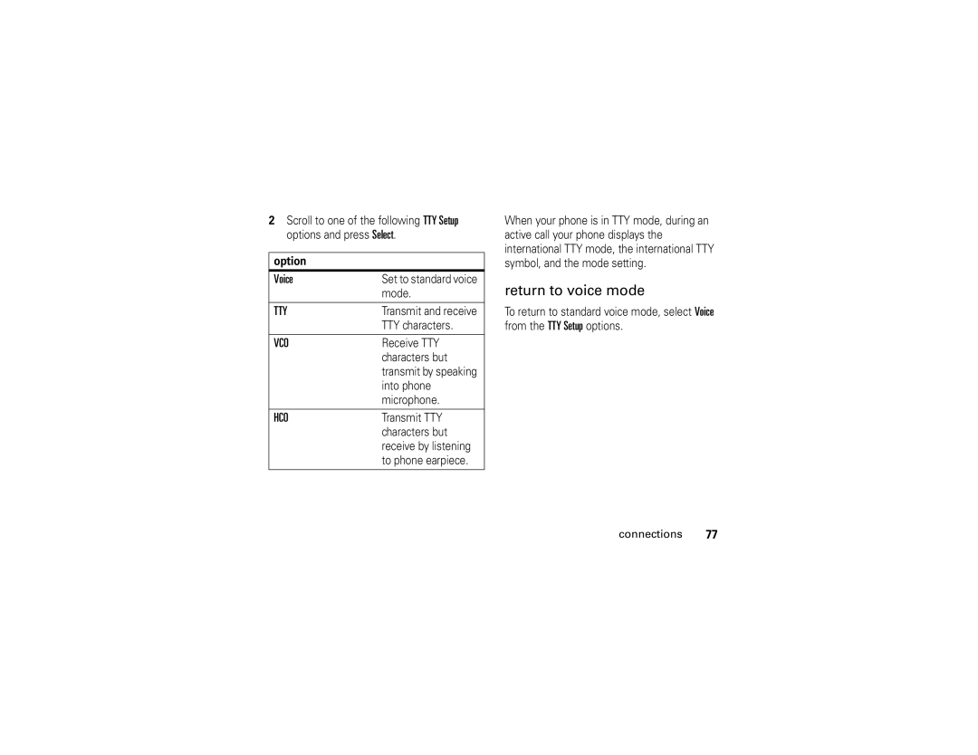 Motorola 6809502A01-C manual Return to voice mode, Voice 