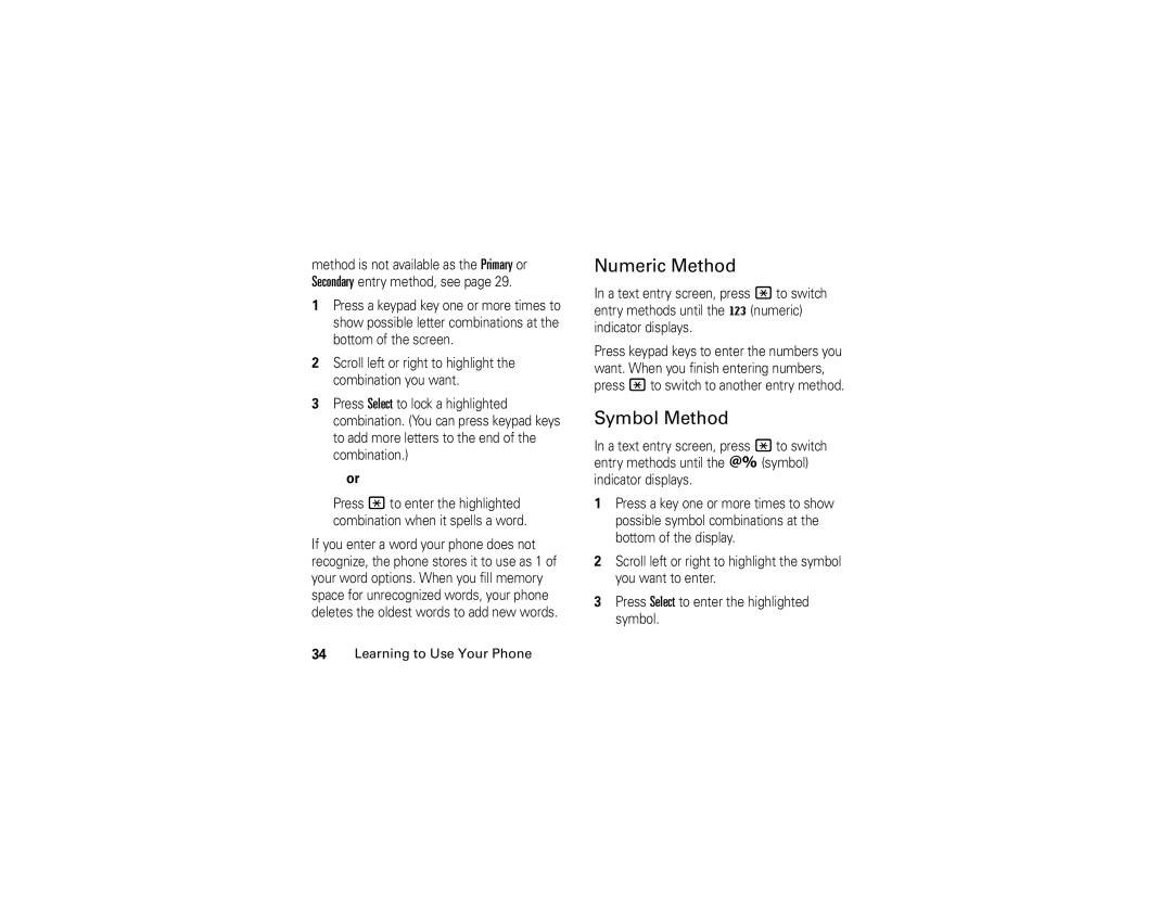 Motorola 6809504A81-A manual Numeric Method, Symbol Method 