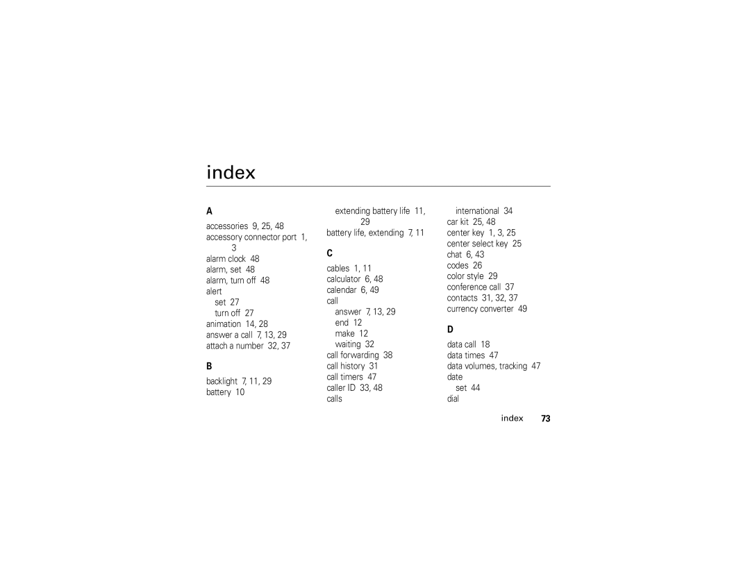 Motorola 6809512A76-A manual Index 