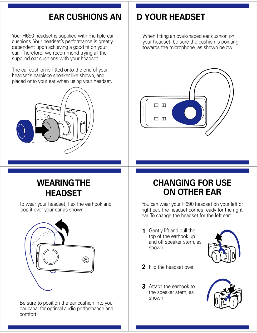 Motorola 6809521A35-B quick start Your Headset, Changing for USE, On Other EAR 