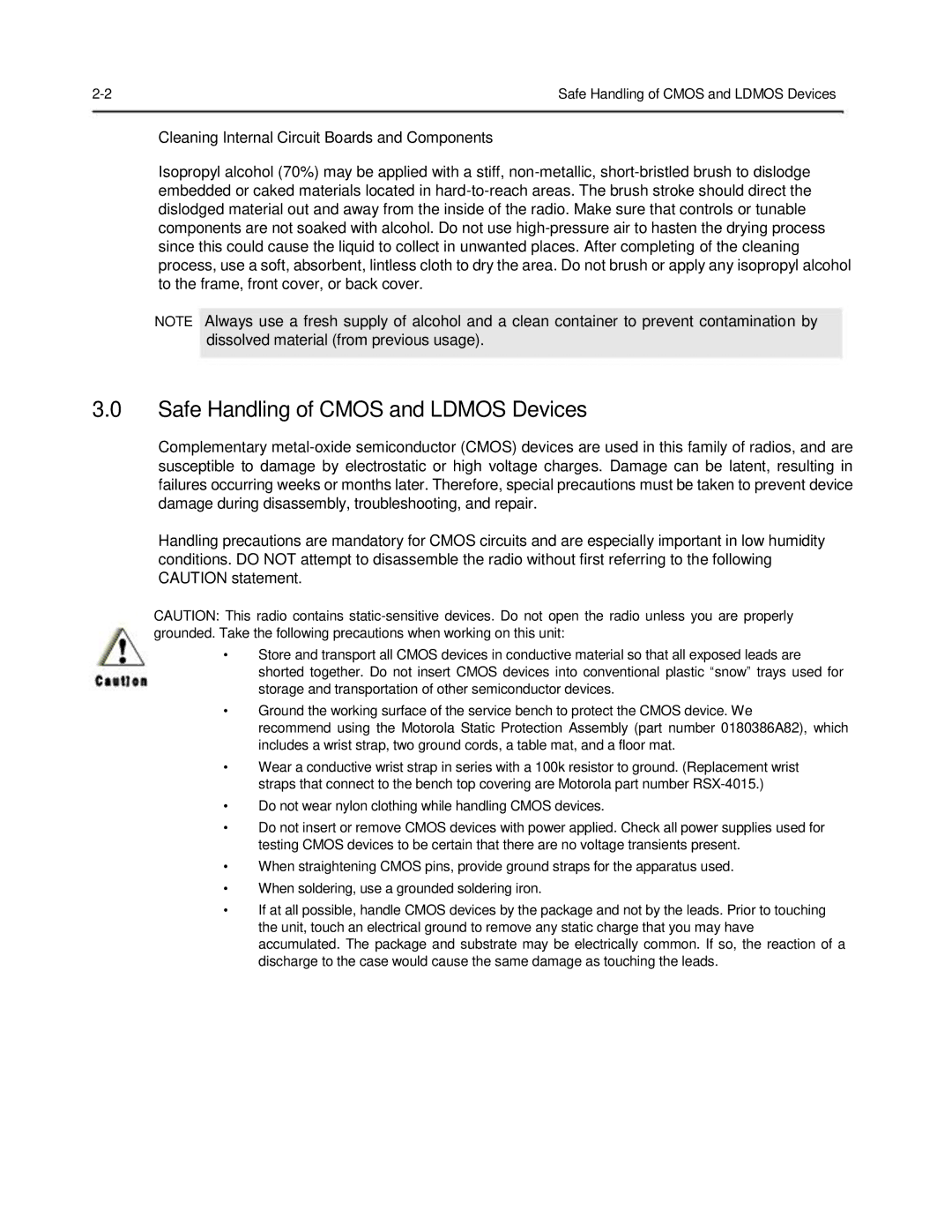 Motorola 6816101H01-A service manual Safe Handling of Cmos and Ldmos Devices 