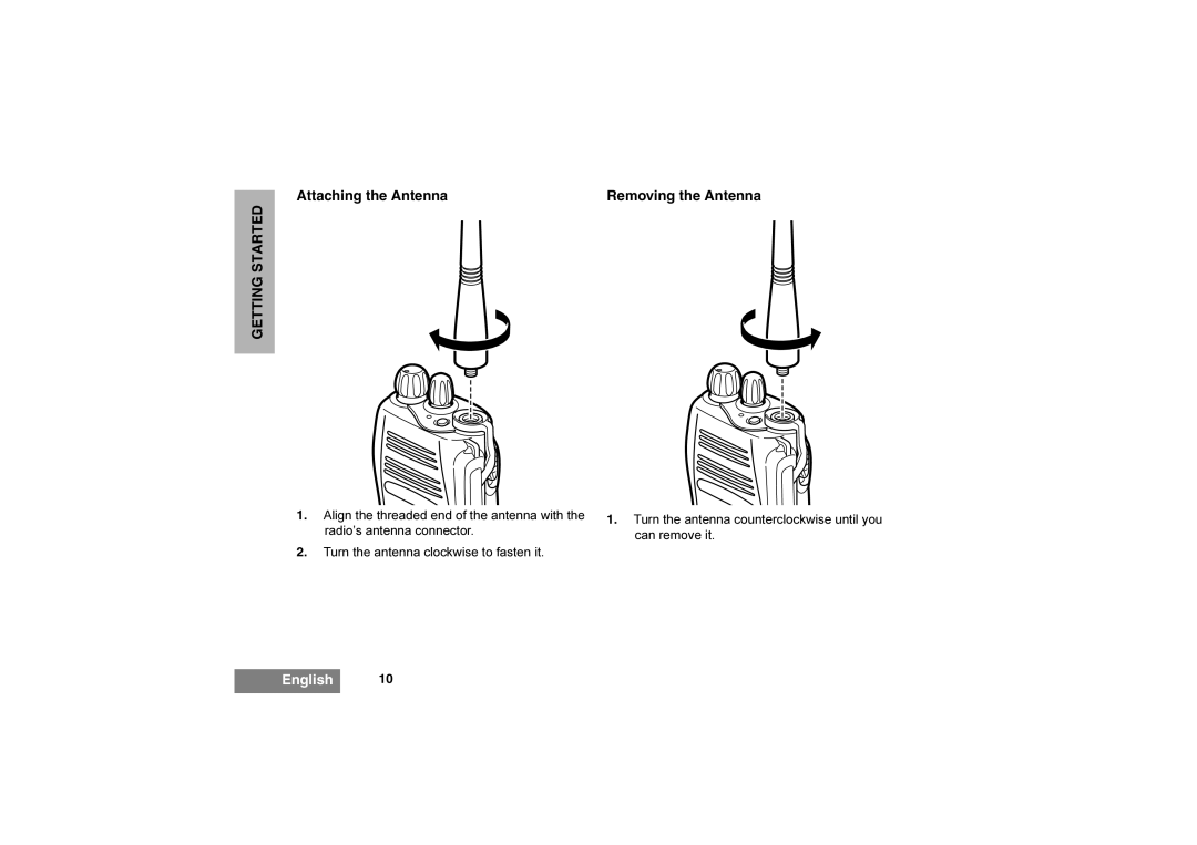 Motorola 6866542D03 manual Attaching the Antenna Removing the Antenna 