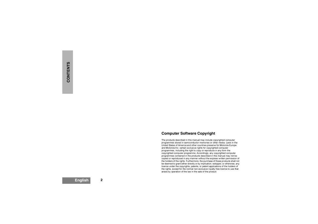 Motorola 6866542D03 manual Computer Software Copyright 