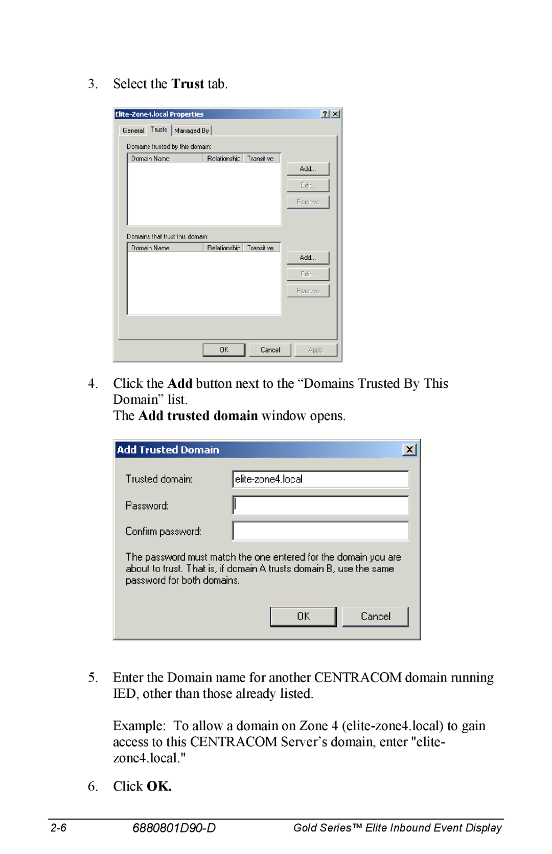 Motorola 6880801D90-D manual Add trusted domain window opens 