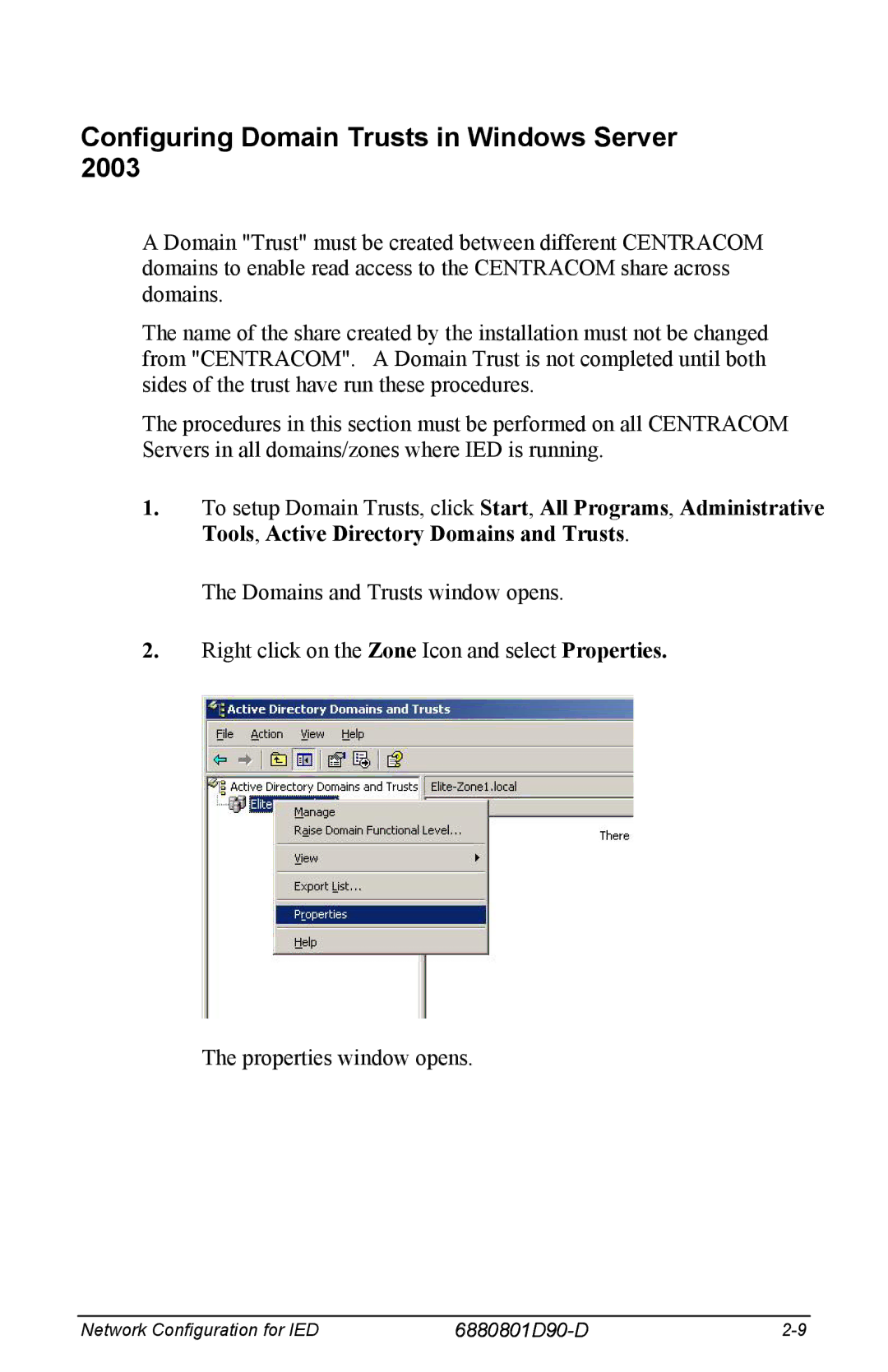 Motorola 6880801D90-D manual Configuring Domain Trusts in Windows Server 