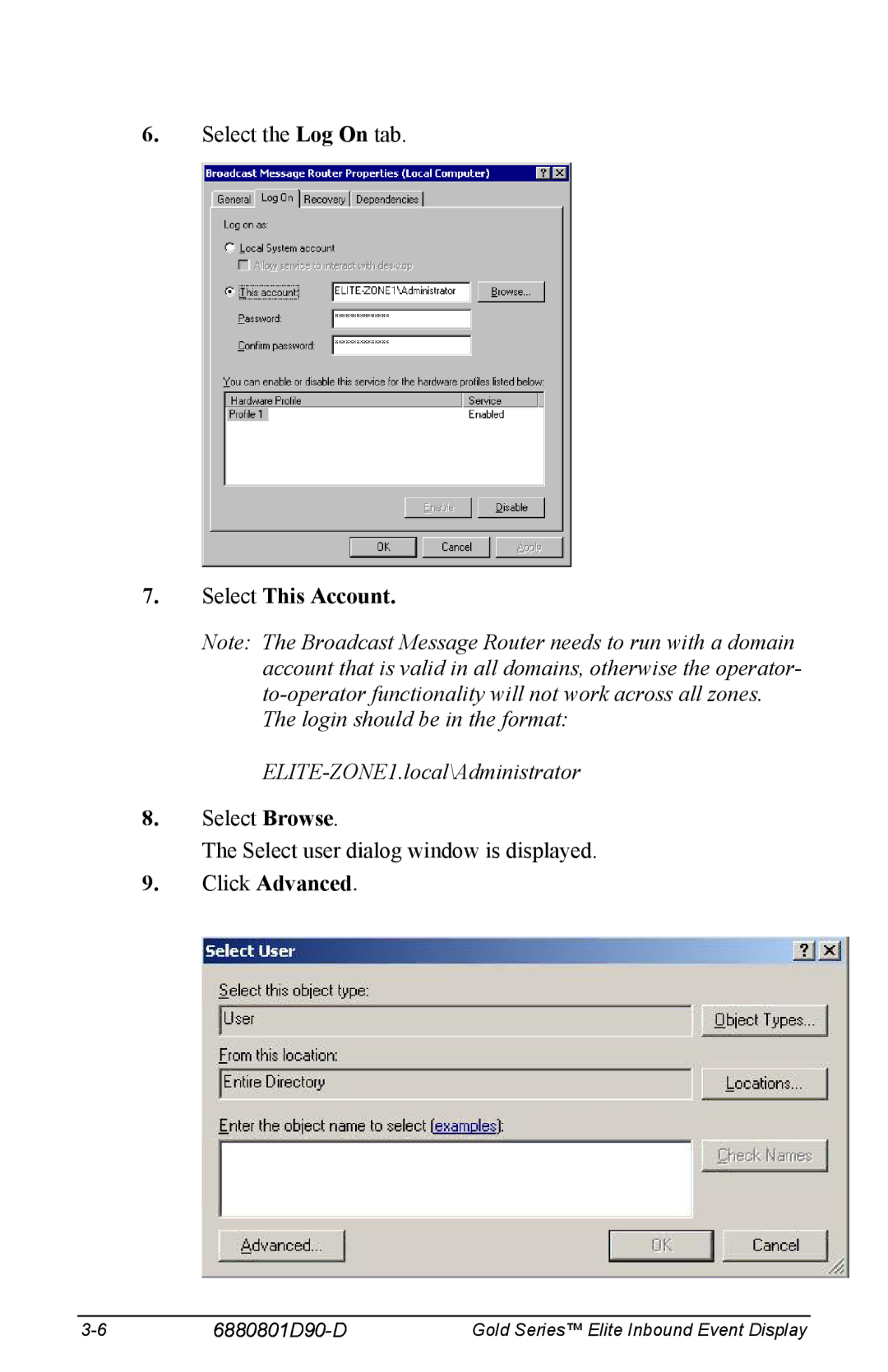 Motorola 6880801D90-D manual Select This Account, Click Advanced 