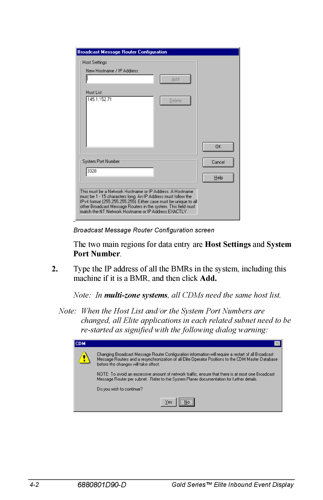 Motorola 6880801D90-D manual Broadcast Message Router Configuration screen 