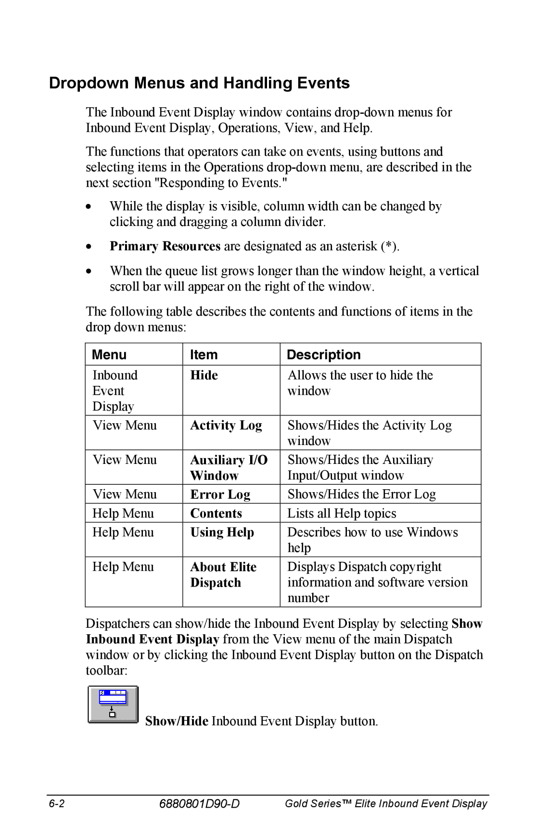 Motorola 6880801D90-D manual Dropdown Menus and Handling Events 