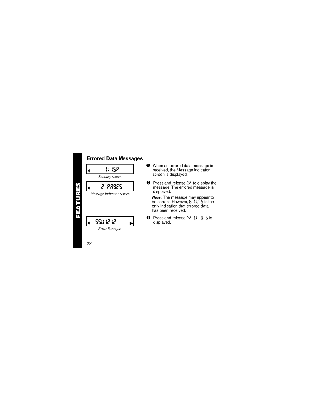 Motorola 6881029B15-A manual 55u1212, Errored Data Messages 