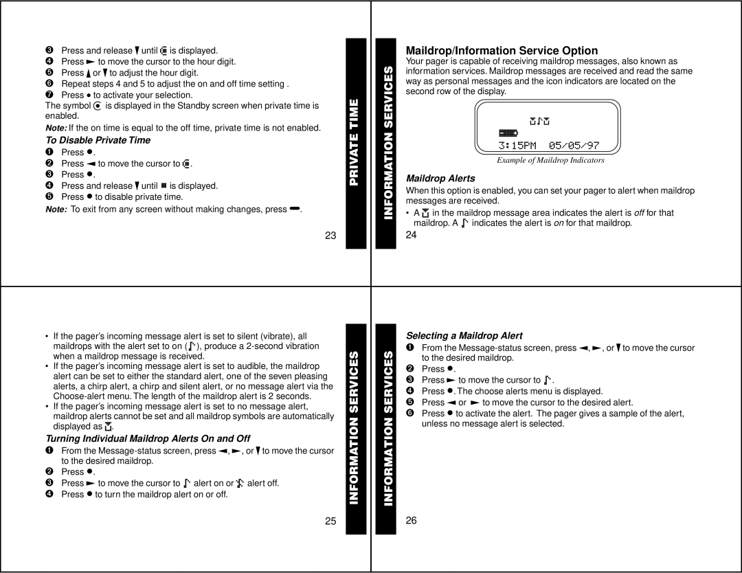 Motorola 6881029B40-A manual Private Time Information Services, Maildrop/Information Service Option 