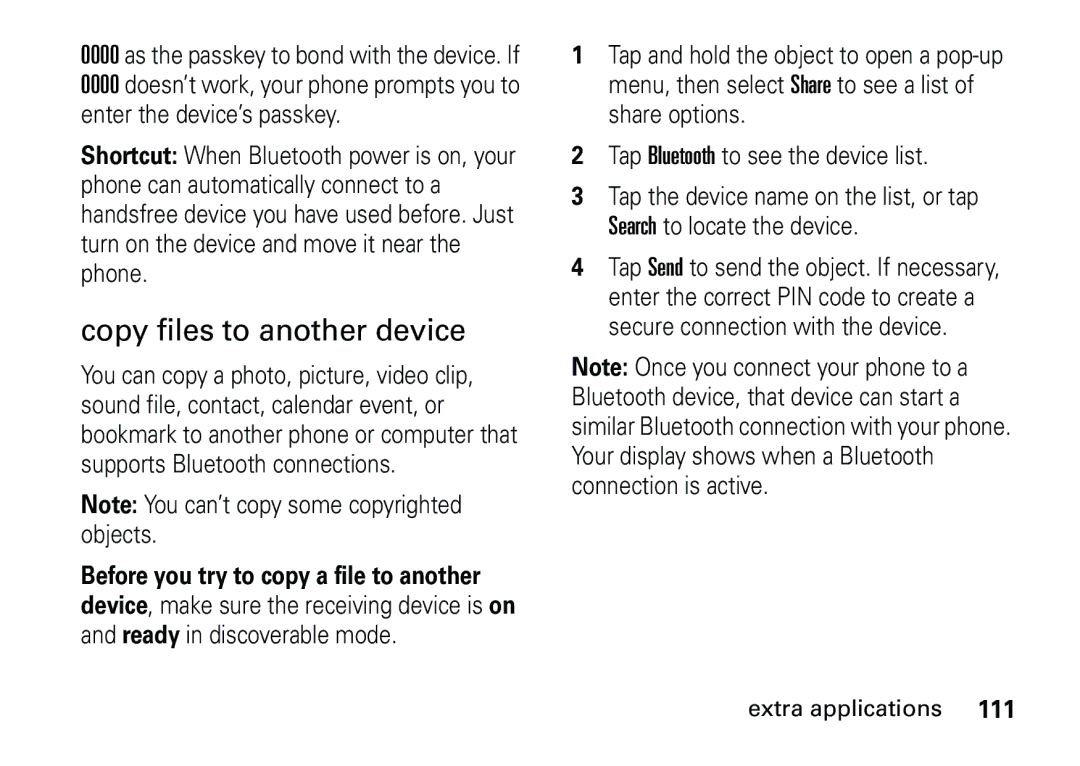 Motorola 6887460Z69 manual Copy files to another device, Before you try to copy a file to another 