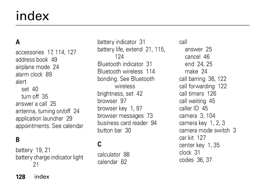 Motorola 6887460Z69 manual Index 