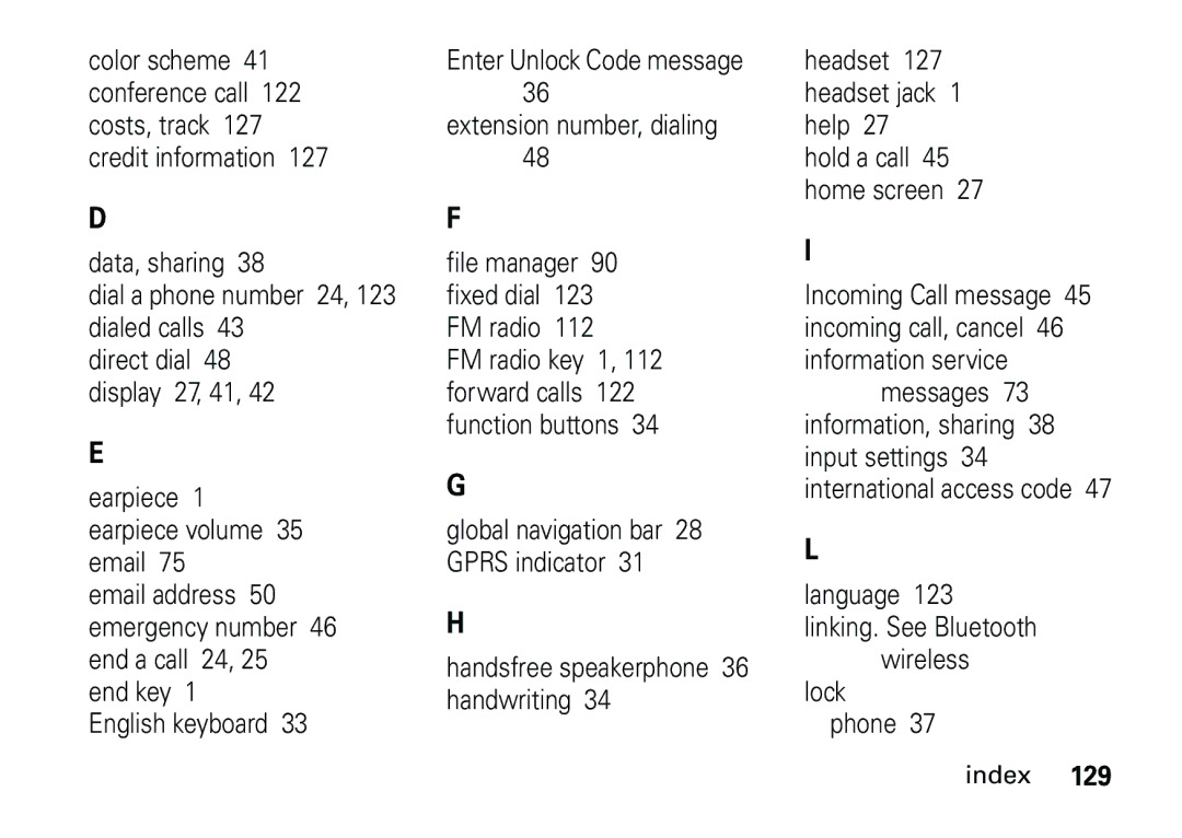 Motorola 6887460Z69 manual Index 