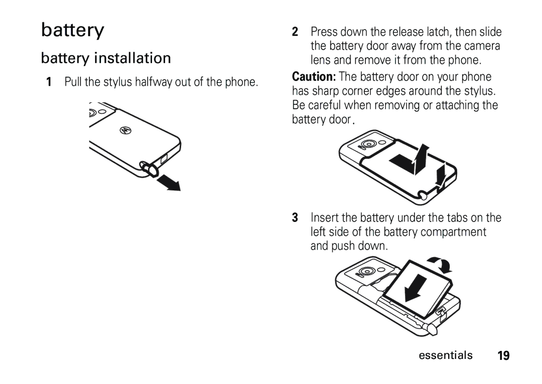 Motorola 6887460Z69 manual Battery installation 