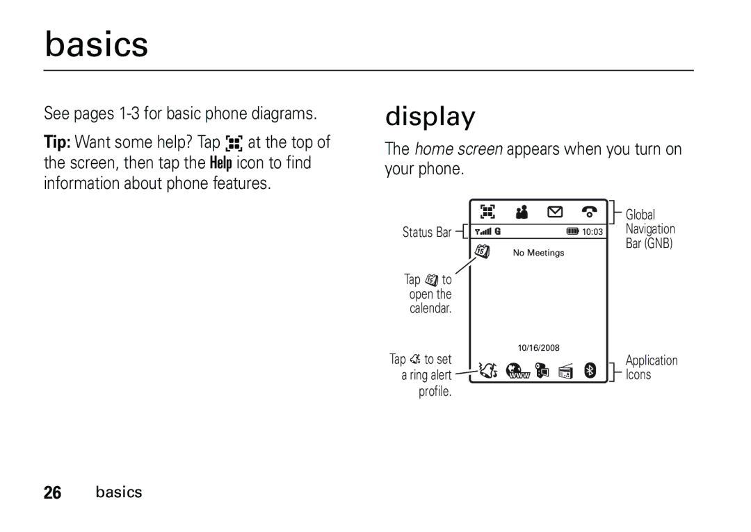 Motorola 6887460Z69 manual Basics, Display 