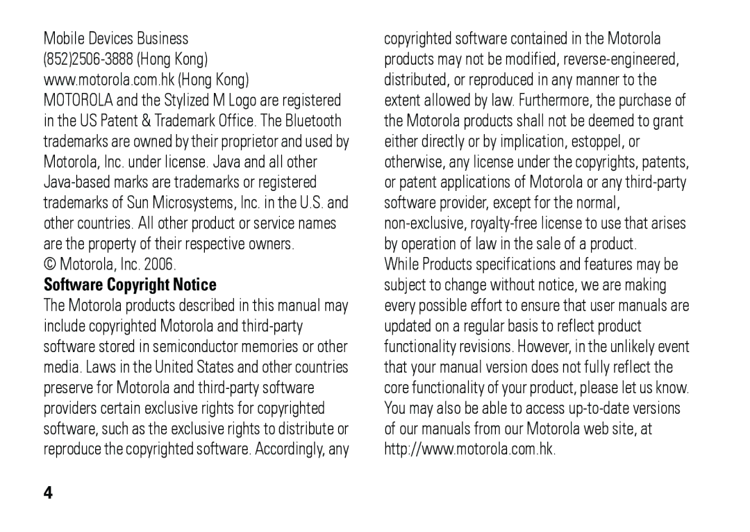 Motorola 6887460Z69 manual Motorola, Inc, Software Copyright Notice 