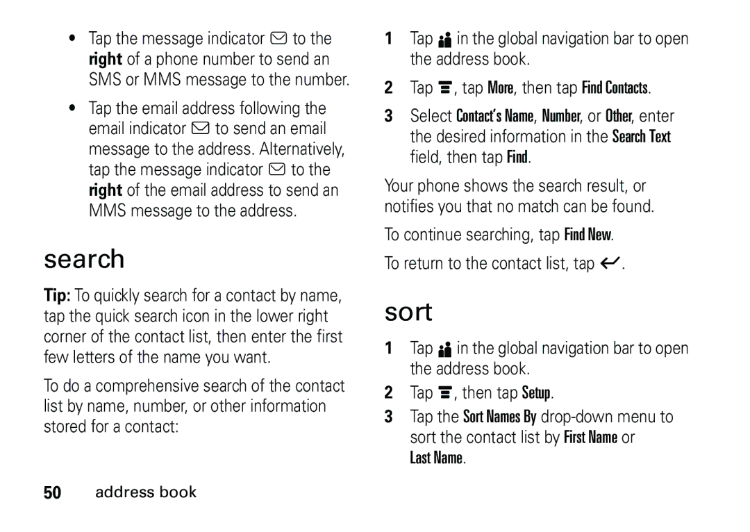 Motorola 6887460Z69 manual Search, Sort, Last Name 