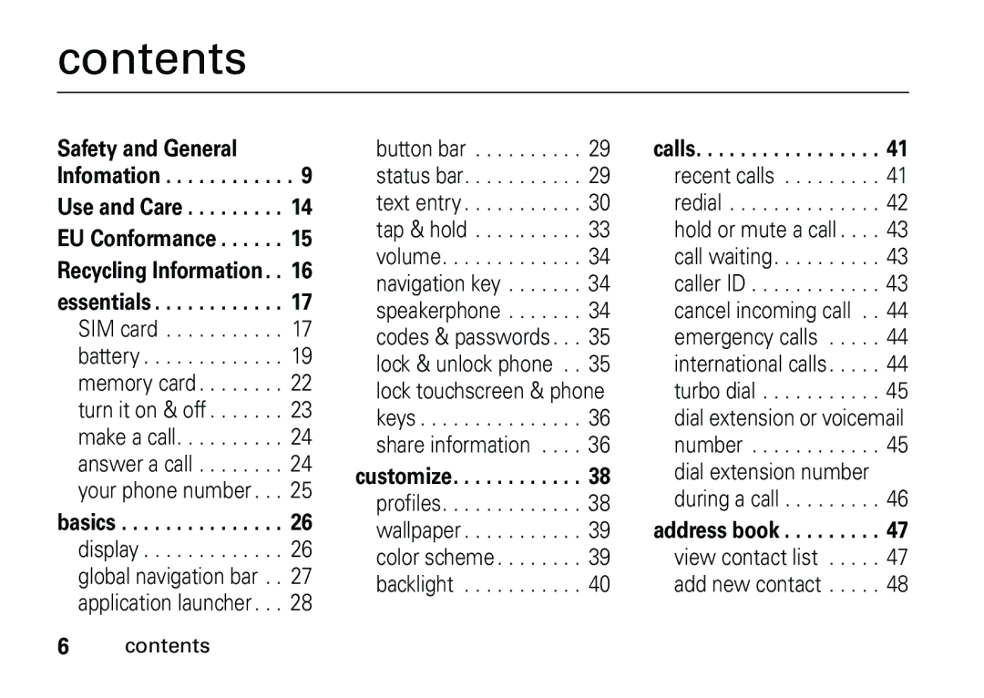 Motorola 6887460Z69 manual Contents 