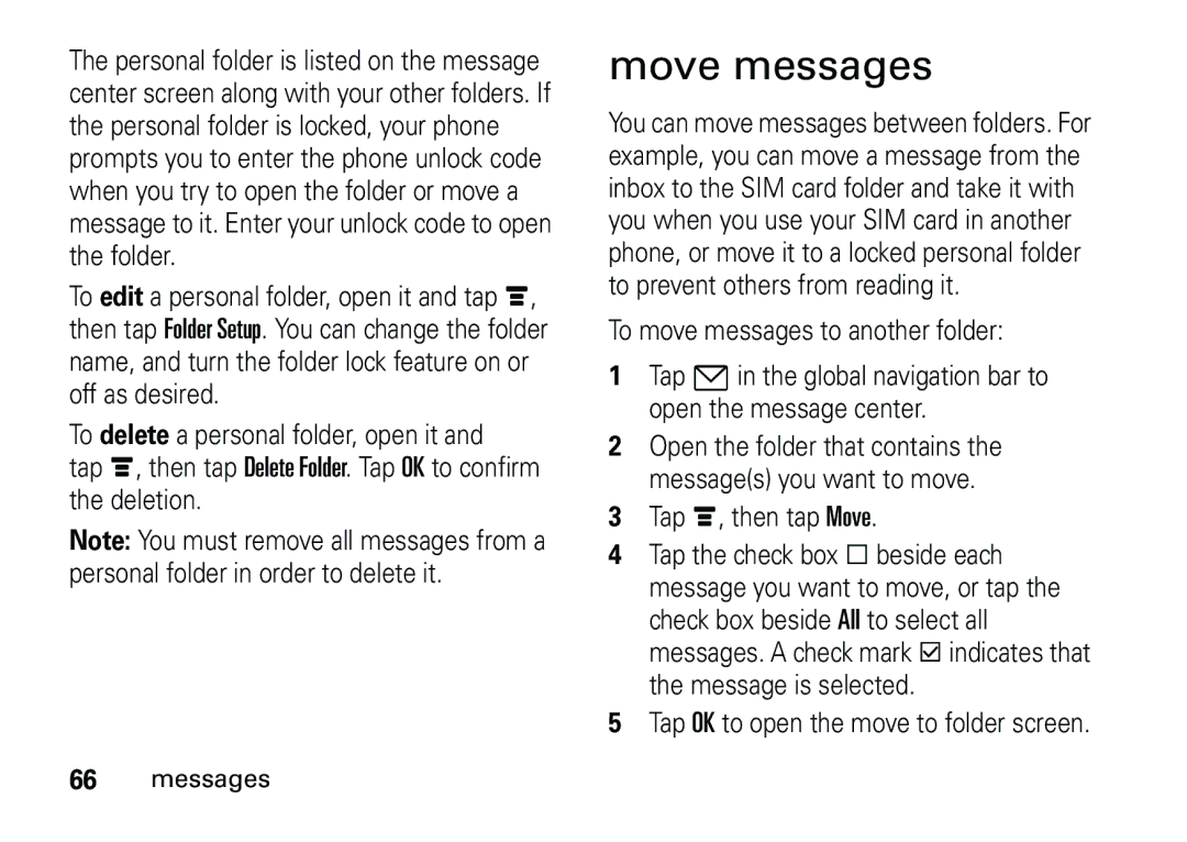 Motorola 6887460Z69 manual Move messages 