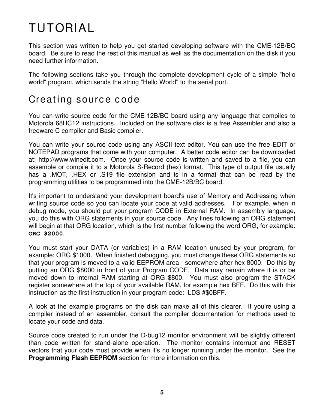 Motorola CME-12B/BC, 68HC12BC32, 68HC12B32 manual Tutorial, Creating source code 