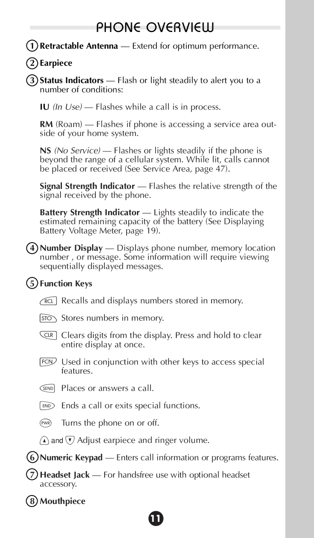 Motorola 68P09396A92-A owner manual Earpiece, Function Keys, Mouthpiece 