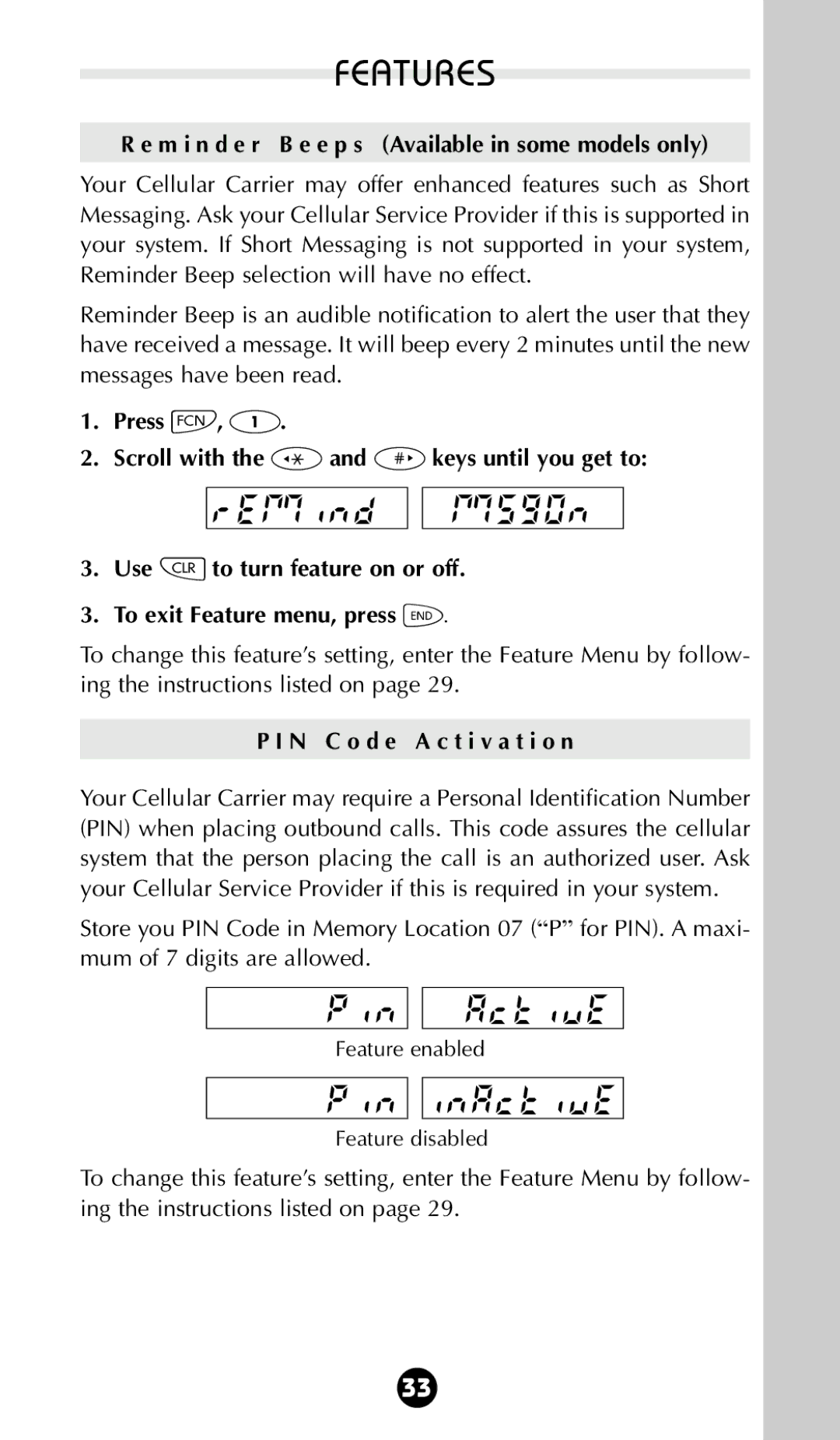 Motorola 68P09396A92-A owner manual M i n d e r B e e p s Available in some models only, N code a c t i v a t i o n 