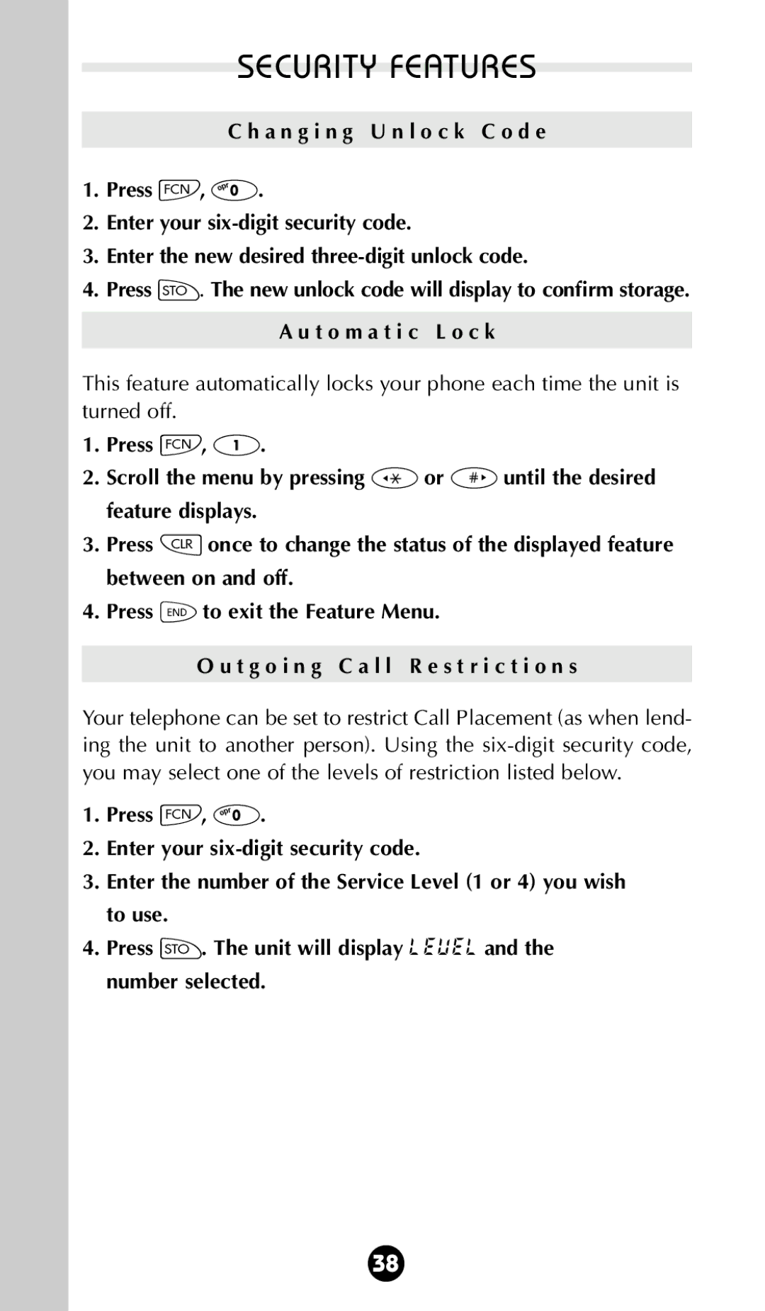 Motorola 68P09396A92-A owner manual Security Features 