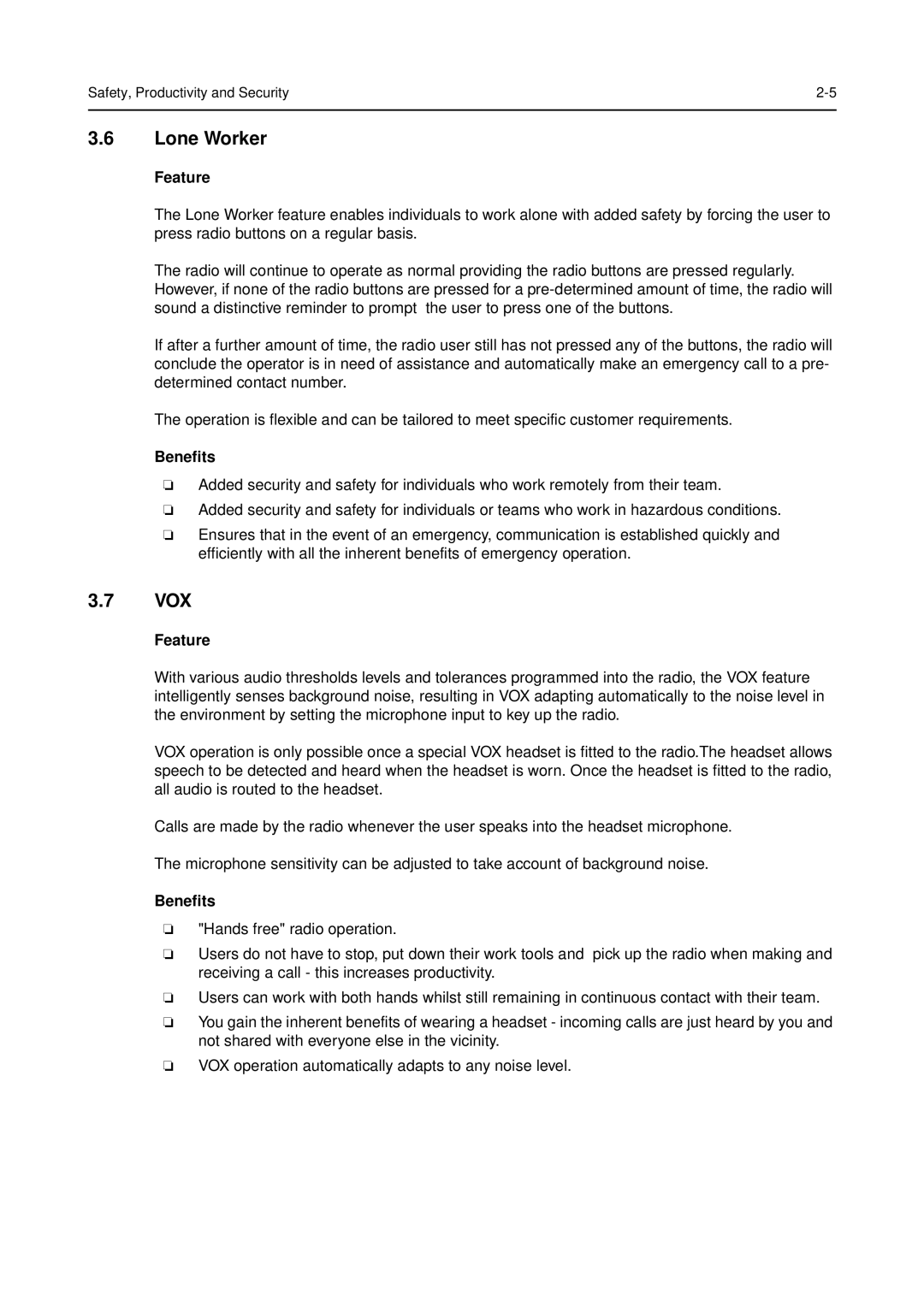 Motorola 68P64114B12B manual Lone Worker, Vox 