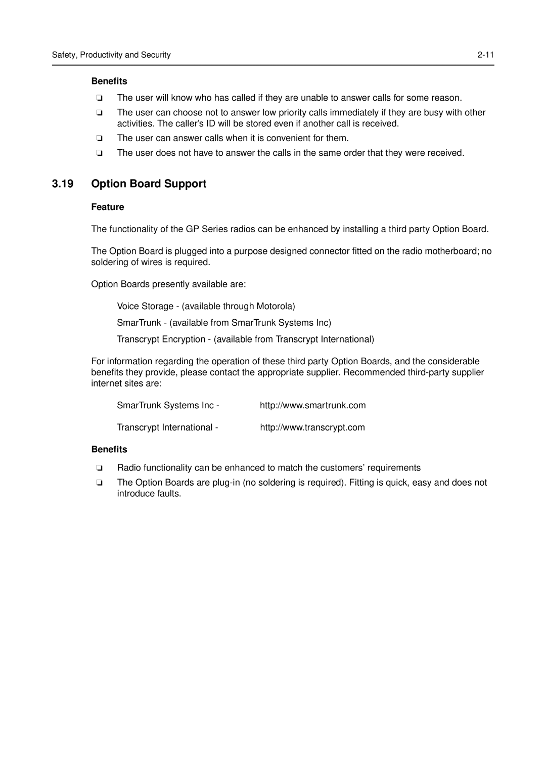 Motorola 68P64114B12B manual Option Board Support 