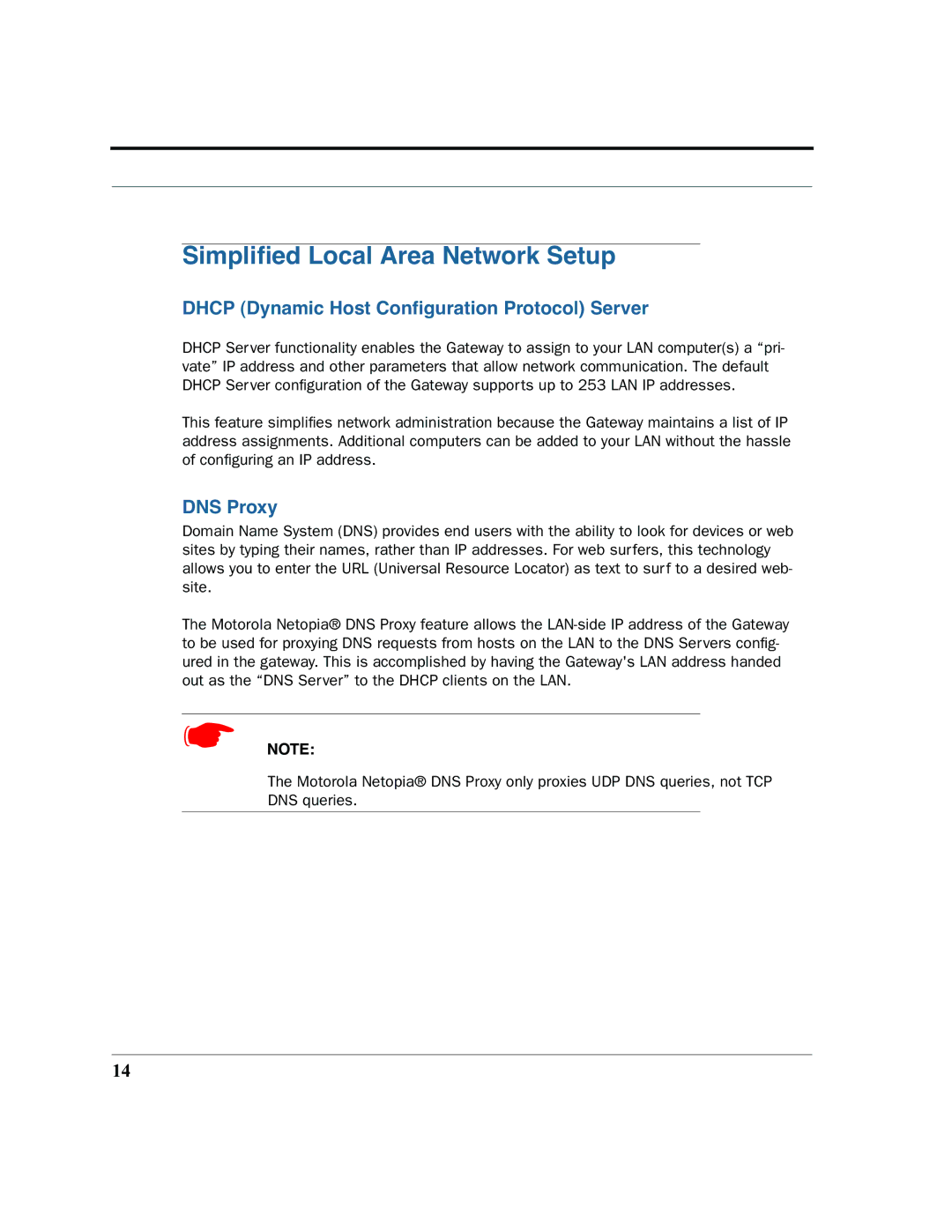 Motorola 7.7.4 manual Dhcp Dynamic Host Conﬁguration Protocol Server, DNS Proxy 