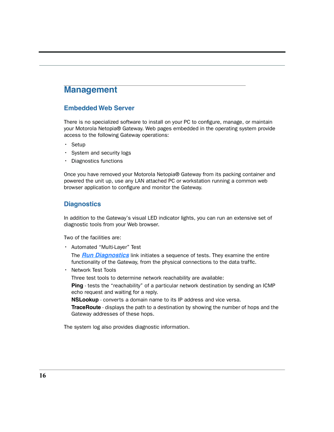 Motorola 7.7.4 manual Embedded Web Server, Diagnostics 