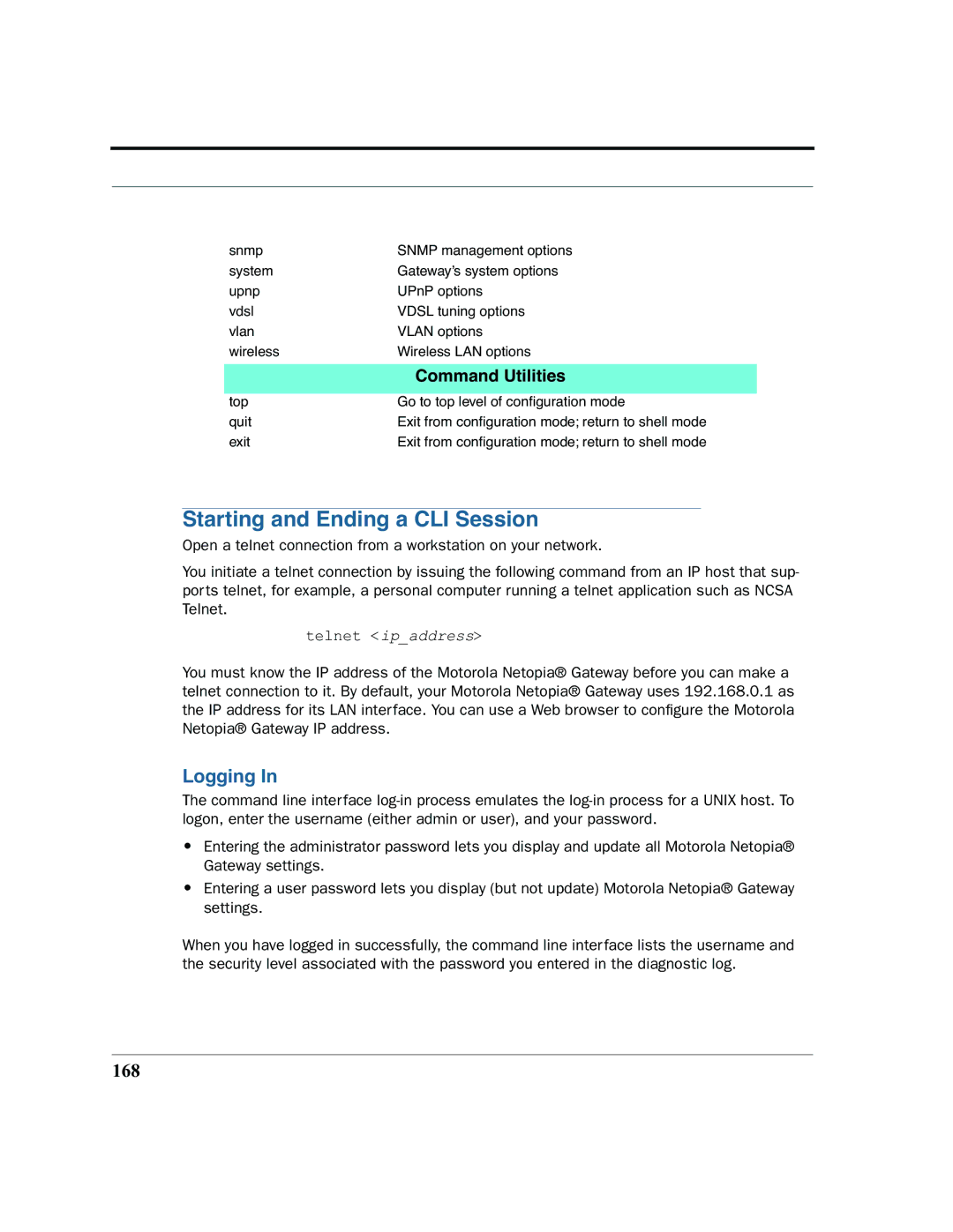 Motorola 7.7.4 manual Logging, 168 