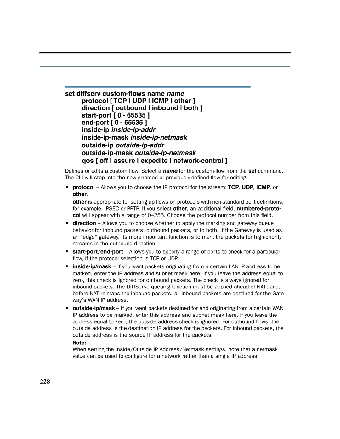 Motorola 7.7.4 manual Qos off assure expedite network-control, 228 