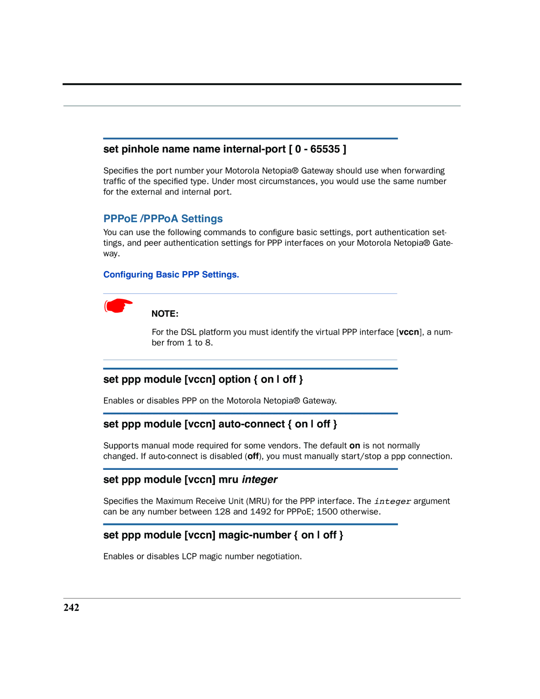 Motorola 7.7.4 manual PPPoE /PPPoA Settings 