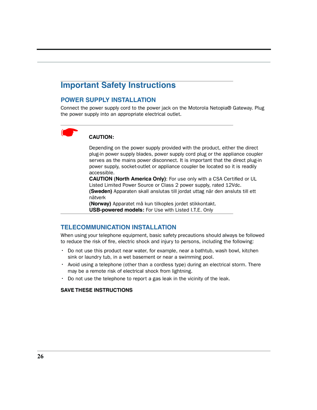 Motorola 7.7.4 manual Important Safety Instructions 