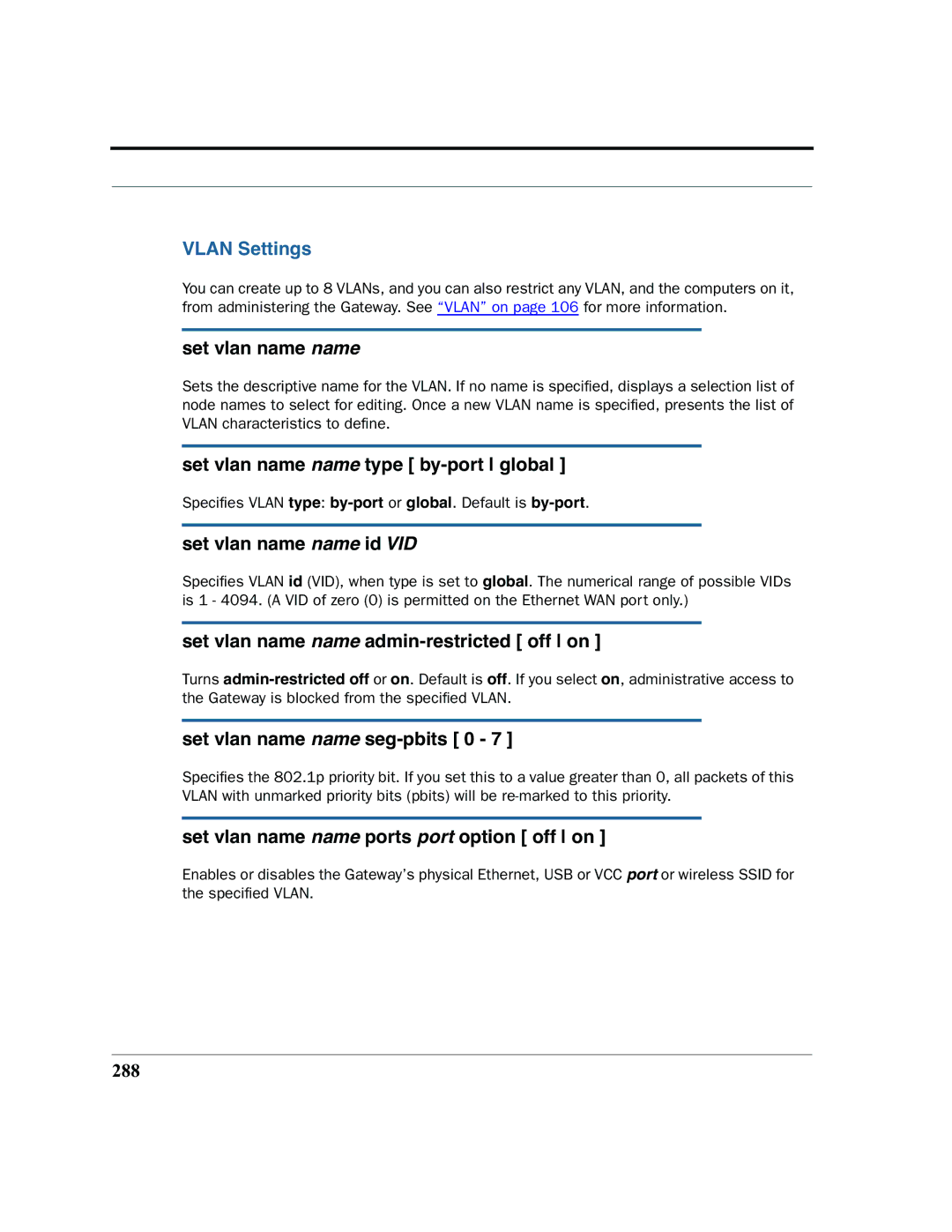 Motorola 7.7.4 manual Vlan Settings 