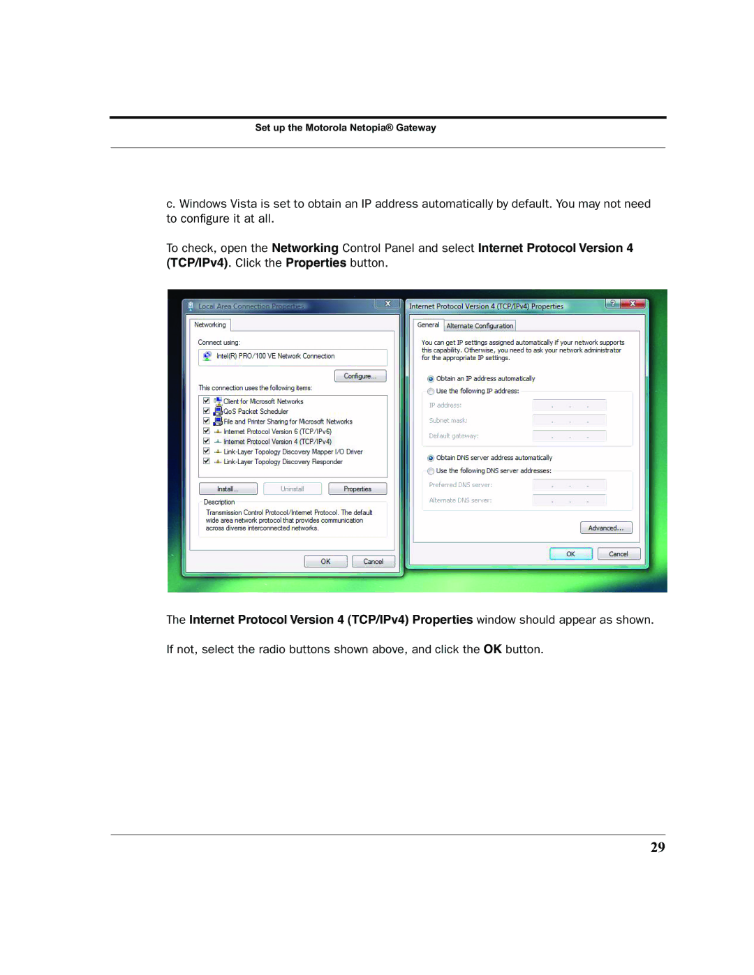 Motorola 7.7.4 manual Set up the Motorola Netopia Gateway 