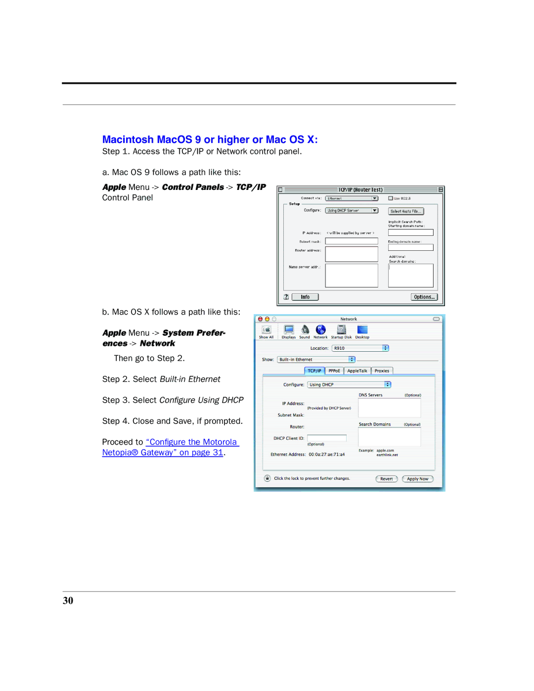 Motorola 7.7.4 manual Macintosh MacOS 9 or higher or Mac OS 