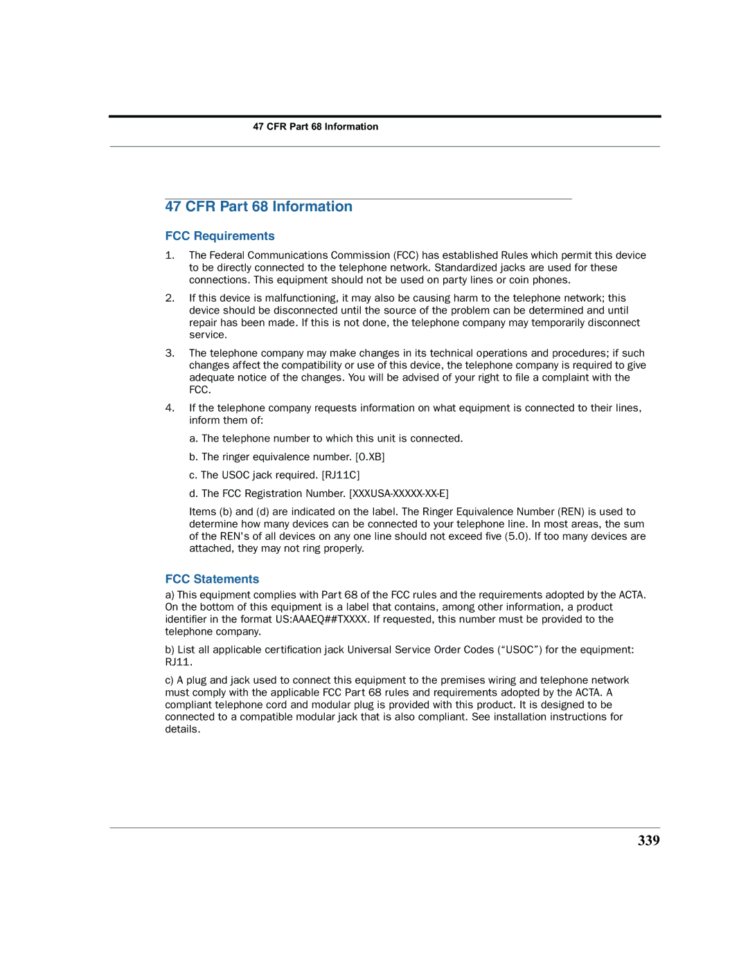 Motorola 7.7.4 manual CFR Part 68 Information, 339 